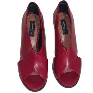DEREK LAM Women's Leather Trey Stiletto 4" Heel Lipstick Red  Size 7.5B EUC